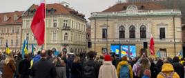 Wiec poparcia dla walczącej Ukrainy na centralnym placu Lublany