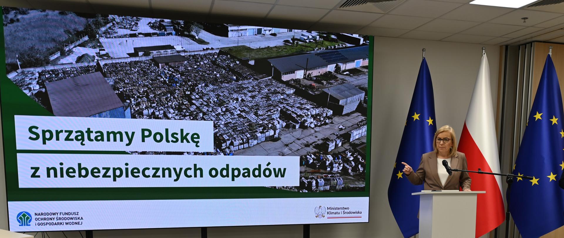 Głogów i Strumień z wielomilionowym wsparciem na usuwanie nielegalnych odpadów - konferencja prasowa z udziałem ministry klimatu i środowiska Pauliny Hennig-Kloski