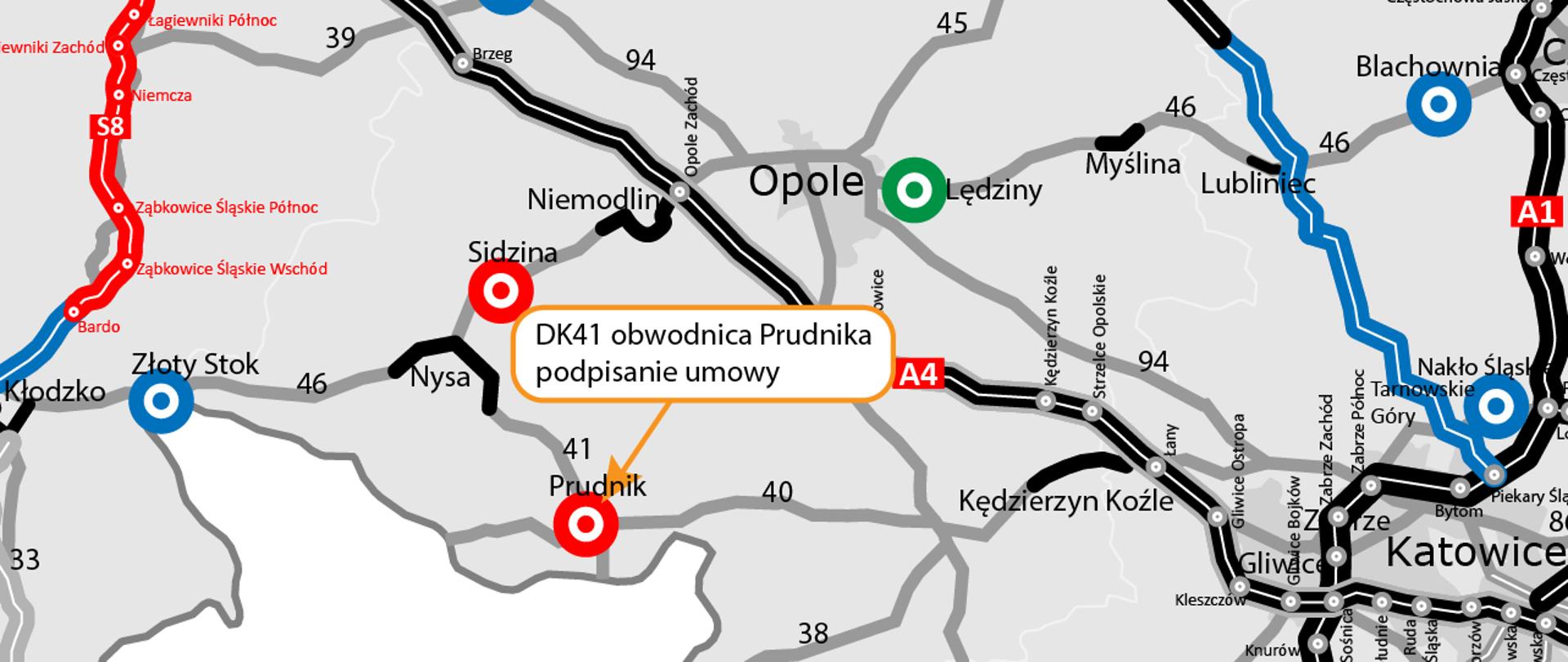 Mapa_umowa na budowę obwodnicy Prudnika