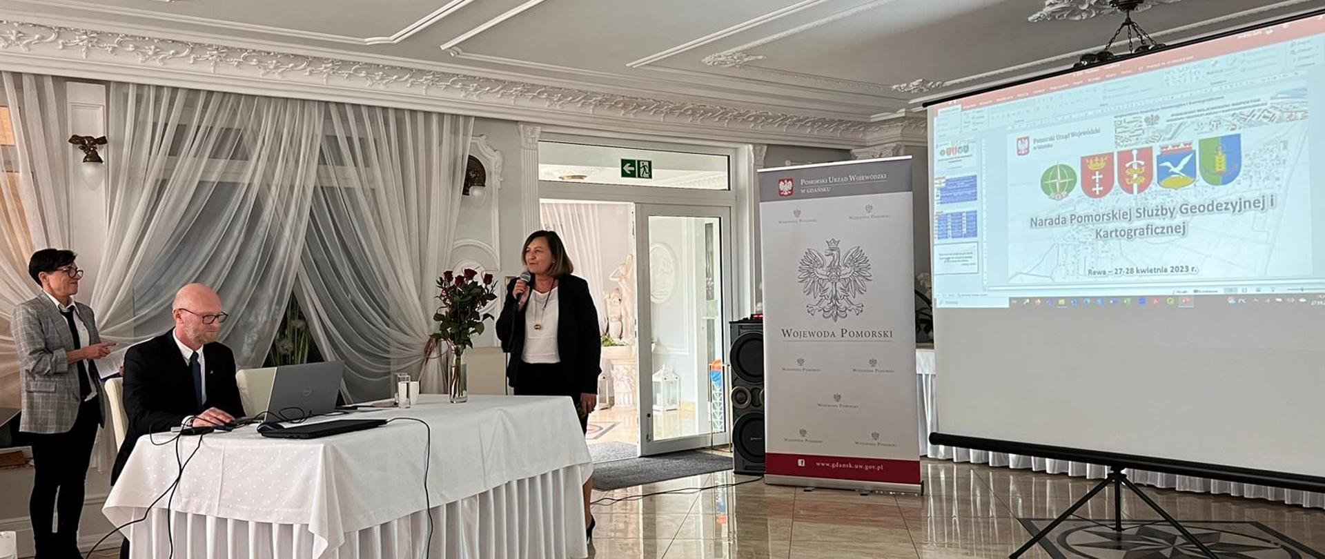 Zdjęcie przedstawia p.o. GGK Alicję Kulkę podczas Narady Szkoleniowej SGiK województwa pomorskiego