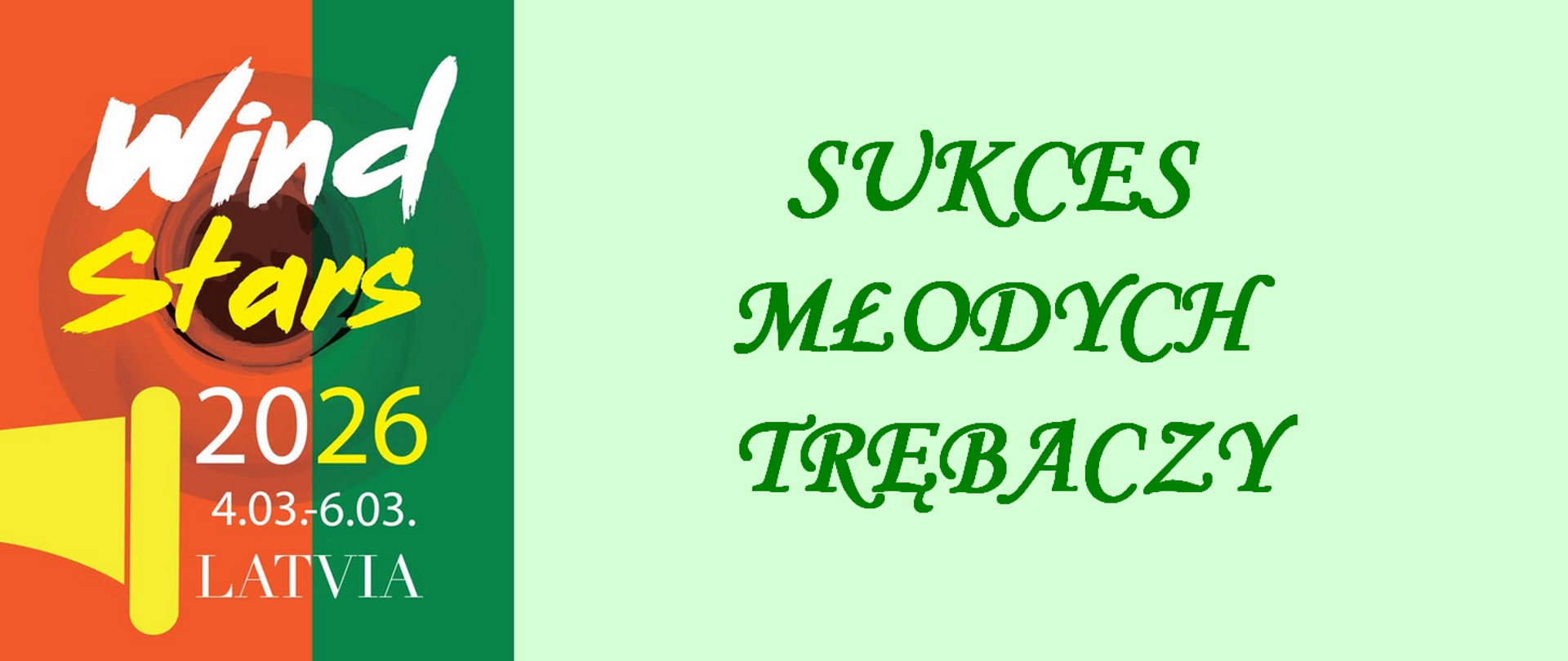 baner : logo konkursu i napis : sukces młodych trębaczy