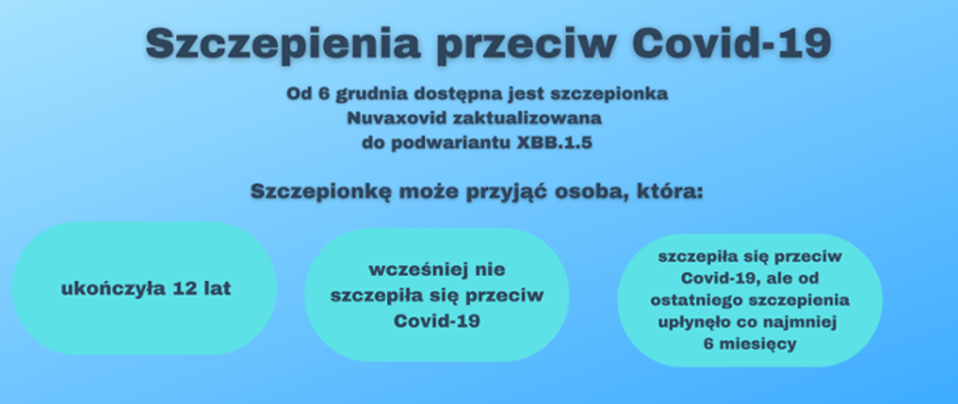 Zdjęcie informujące o dostępności nowej szczepionki przeciwko Covid - 19