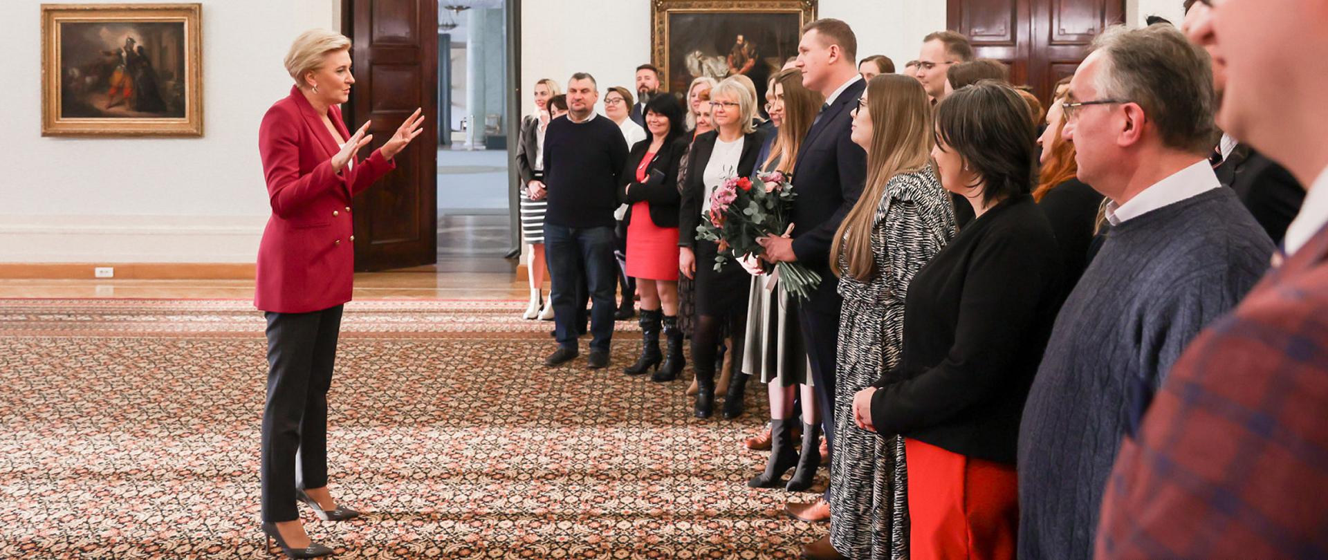 Spotkanie Małżonki Prezydenta RP z pracownikami Głównego Inspektoratu Transportu Drogowego w Pałacu Prezydenckim. (Źródło: Przemysław Keler/KPRP).