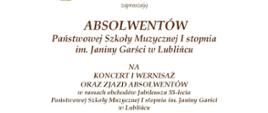 Plakat z zaproszeniem na zlot absolwentów PSM I st. w Lublińcu