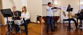 Uczniowie na scenie w sali koncertowej podczas popisu dodatkowego w Państwowej Szkole Muzycznej I st. w Lublińcu