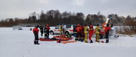 Ćwiczenia doskonalące z ratownictwa lodowego strażaków JRG w Działdowie oraz OSP z powiatu działdowskiego