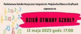 Kolorowa grafika z informacją o dniu otwartym szkoły