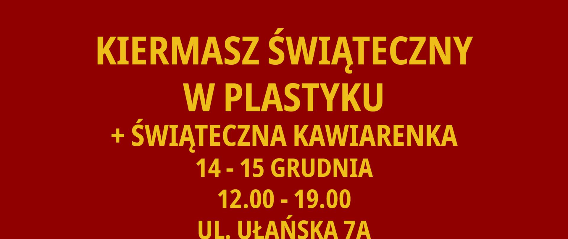Plakat z napisem Kiermasz Świąteczny w Plastyku oraz grafiką ukazującą choinkę powstałą z elementów po ostrzeniu ołówka