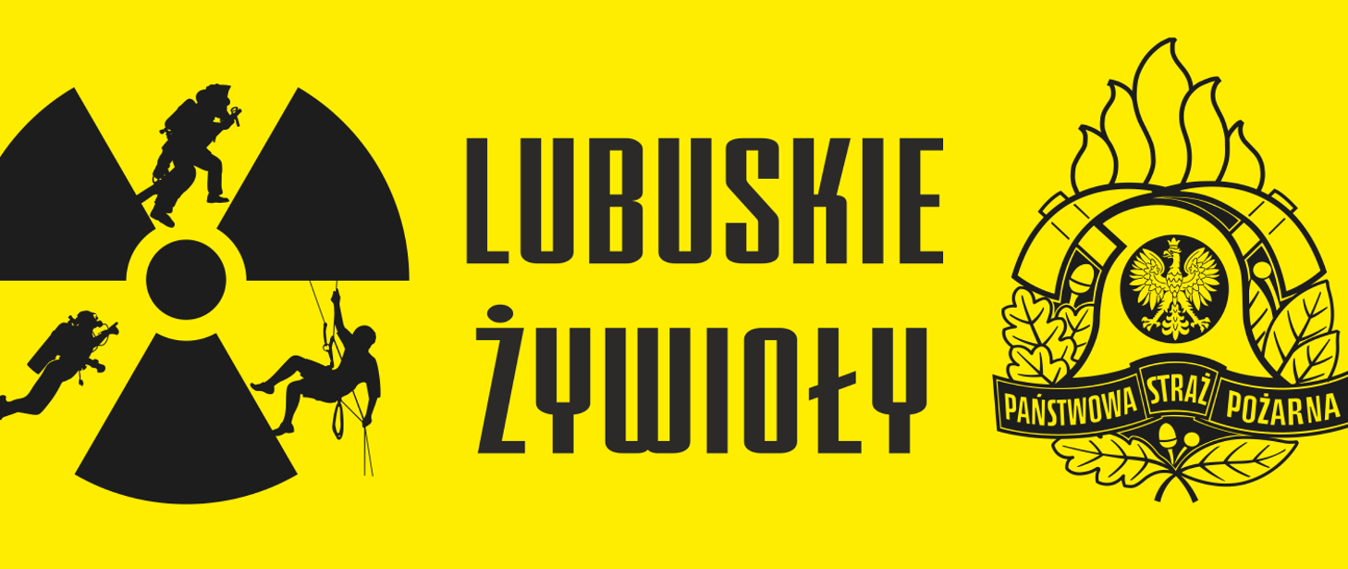 Baner z napisem Lubuskie Żywioły z logo ćwiczeń oraz PSP 