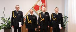 (Od lewej ) Nowo powołany zastępca komendanta wojewódzkiego PSP w Lublinie, komendant główny PSP, lubelski komendant wojewódzki PSP, ustępujący zastępca komendanta wojewódzkiego PSP w Lublinie