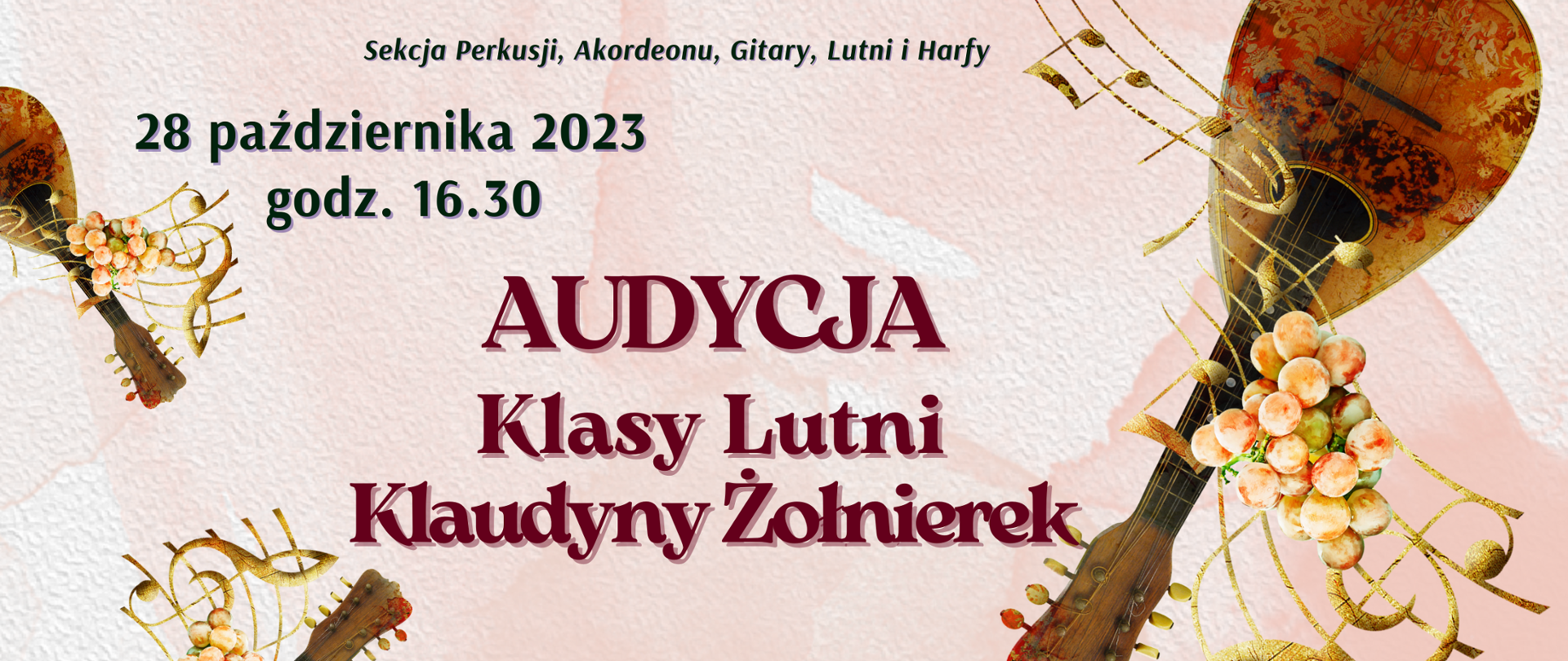 Grafika - Afisz - Audycja klasy lutni 28.10.2023