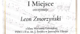 I miejsce otrzymuje Leon Zmorzyński z klasy Marianny Lubińskiej PSM I i II st. im. J. Świdra w Jastrzębiu-Zdroju. 