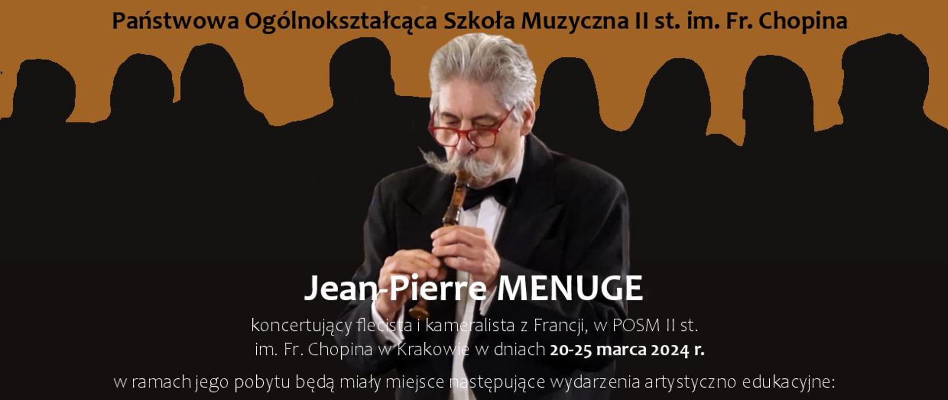 Baner, tło w kolorach brązowych, na górze zdjęcie artysty; tekst to terminarz wszystkich wydarzeń związanych z pobytem artysty w naszej szkole