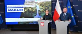Wiceministra klimatu i Środowiska Urszula Zielińska i zastępca prezesa zarządu Narodowego Funduszu Ochrony Środowiska i Gospodarki Wodnej Józef Matysiak