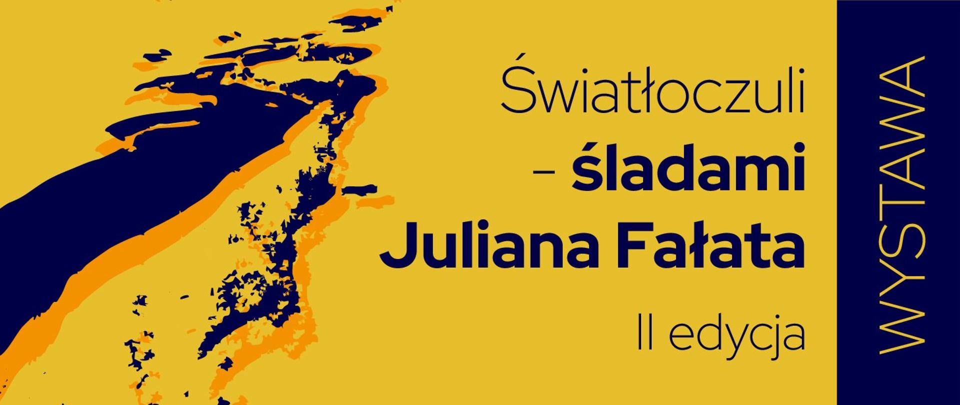 Żółto-niebieska grafika przedstawiająca plamę w kształcie rzeki, na banerze nazwa konkursu