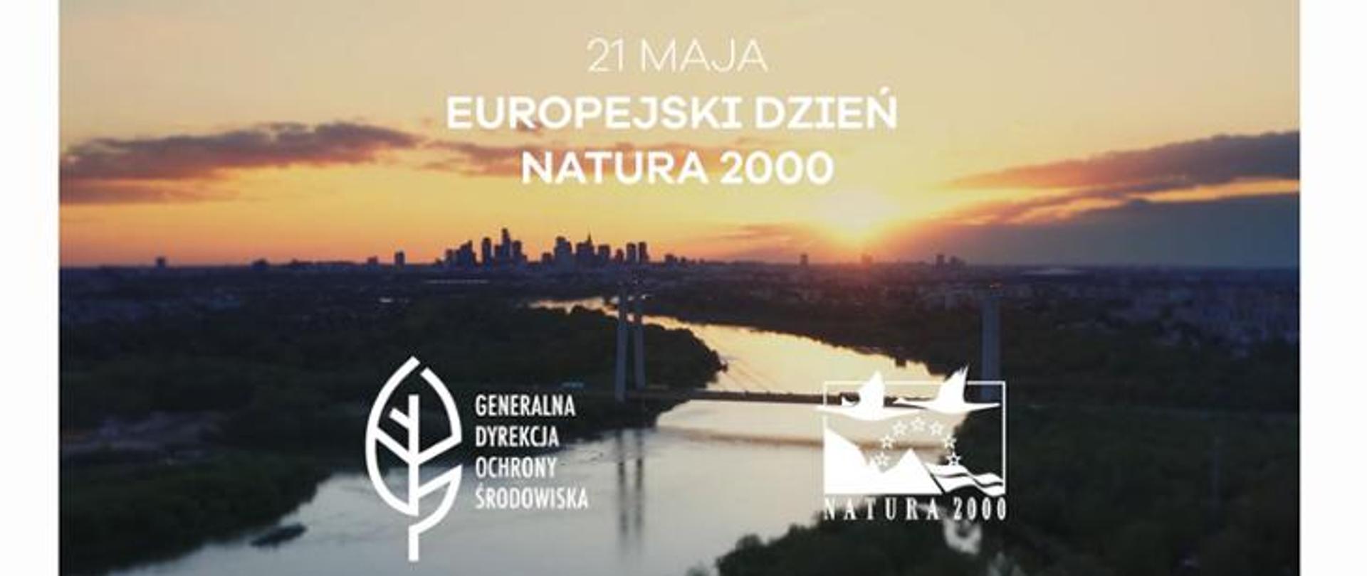 Na tle zachodzącego słońca napis: 21 maja – Europejski Dzień Natura 2000