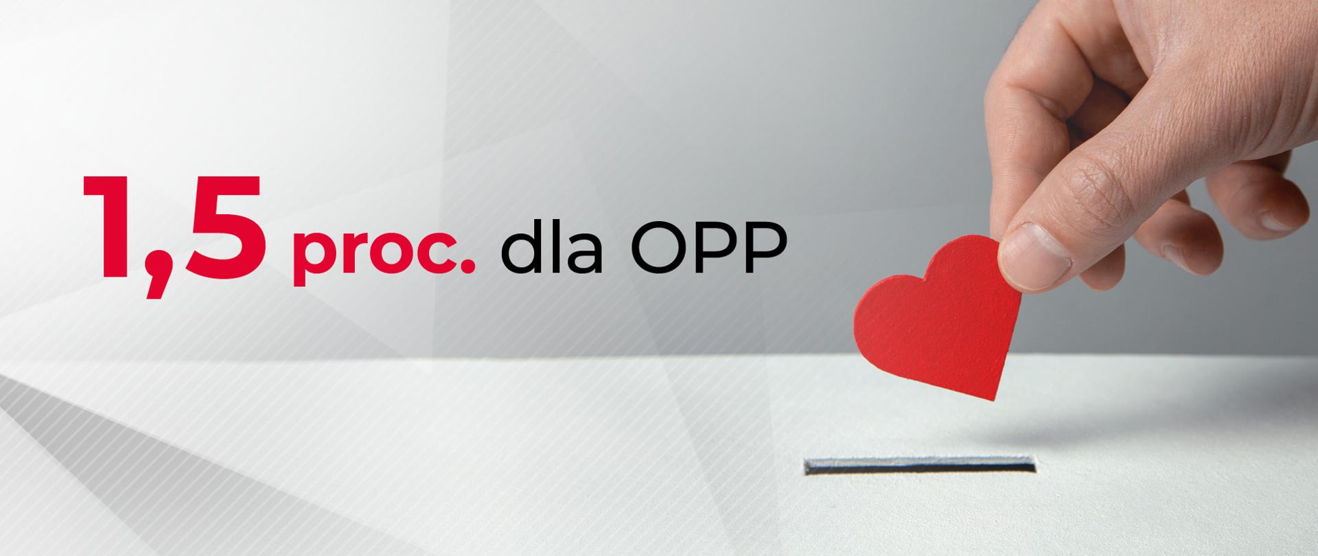 1,5 proc. dla OPP, dłoń trzymająca serduszko