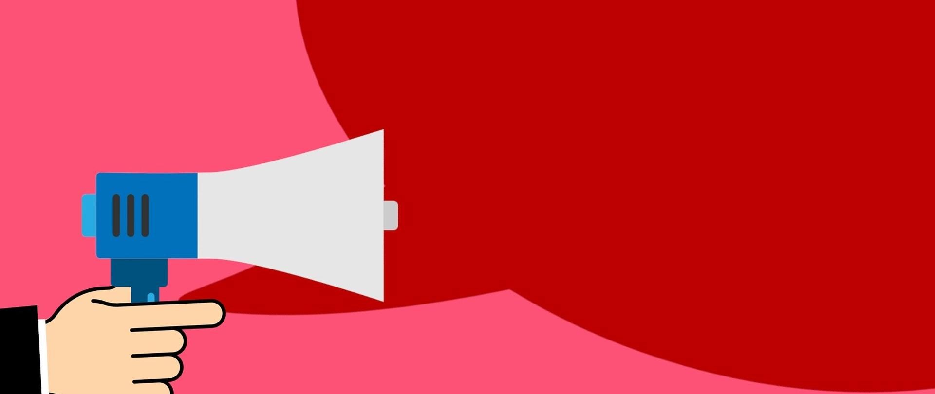 megafon na czerwonym tle.