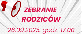 Plakat z informacją o zebraniu rodziców