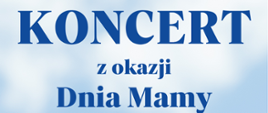 Plakat z niebieskimi dużymi literami. Na dole białe kwiaty jabłoni. Tonacja plakatu niebieska, błękitna i biała.