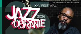 Plakat XXXV Festiwalu Jazzobranie 2026 w Oleśnie, zapowiadający koncert „A Love Supreme” w wykonaniu Gary’ego Crosby’ego i Denysa Baptiste’a oraz zespołów The Sound Pack i Wind Band. Wydarzenie odbędzie się 23 października 2026 r. o godz. 19:00 w Miejskim Domu Kultury w Oleśnie.
