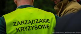 Osoba w kamizelce zarządzanie kryzysowe od tyłu