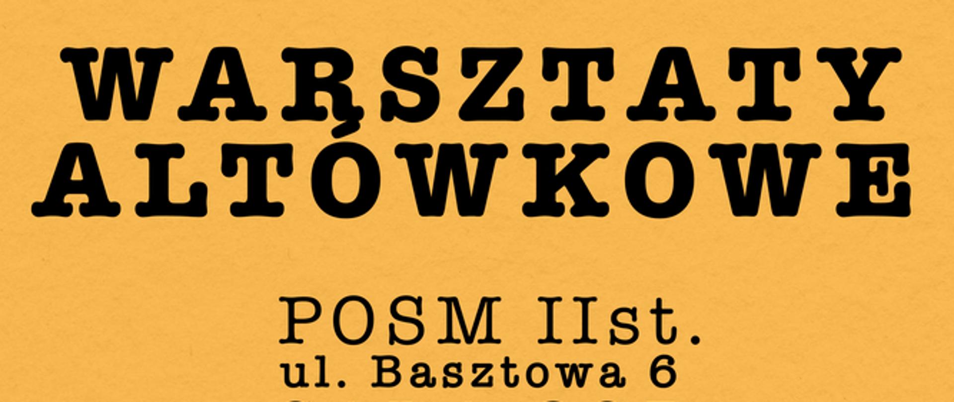 Plakat, żółte tło, tekst: prof. dr hab. Lech Bałaban, warsztaty altówkowe, 7 marca 2026 r., godz. 10:00