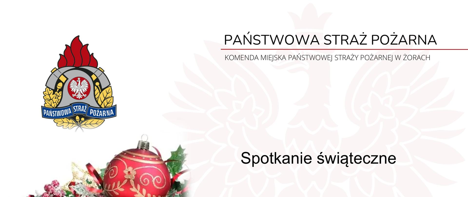 Napis spotkanie świąteczne, w tle orzeł.