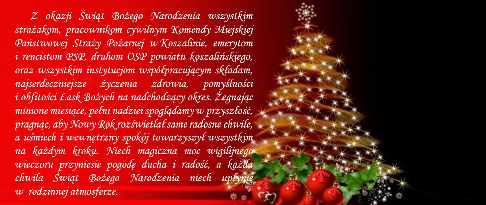 Życzenia Komendanta Miejskiego PSP z okazji Świąt Bożego Narodzenia 2022