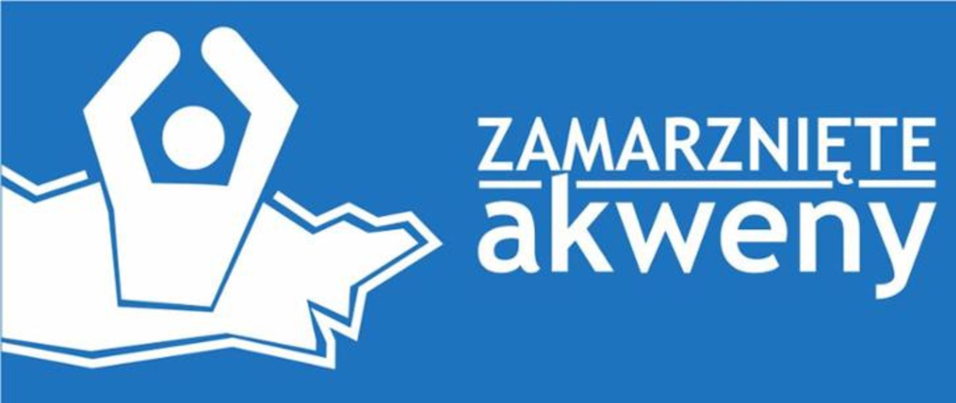 Infografika z postacią człowieka w wodzie z napisem zamarznięte akweny