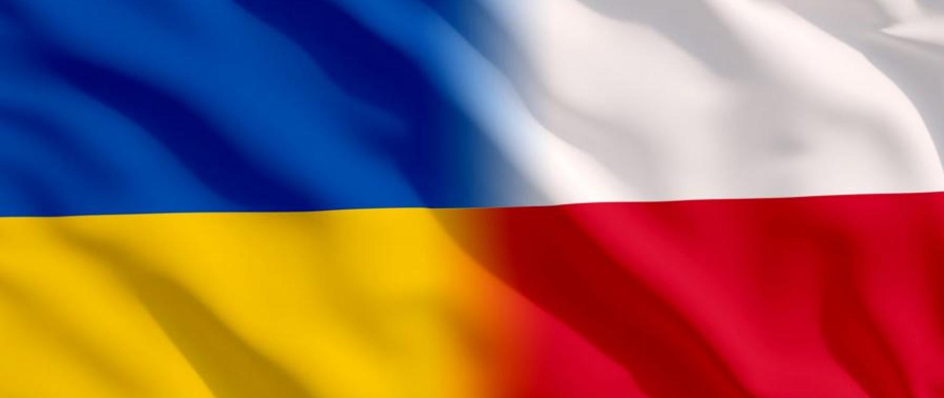 Flagi Polski i Ukrainy