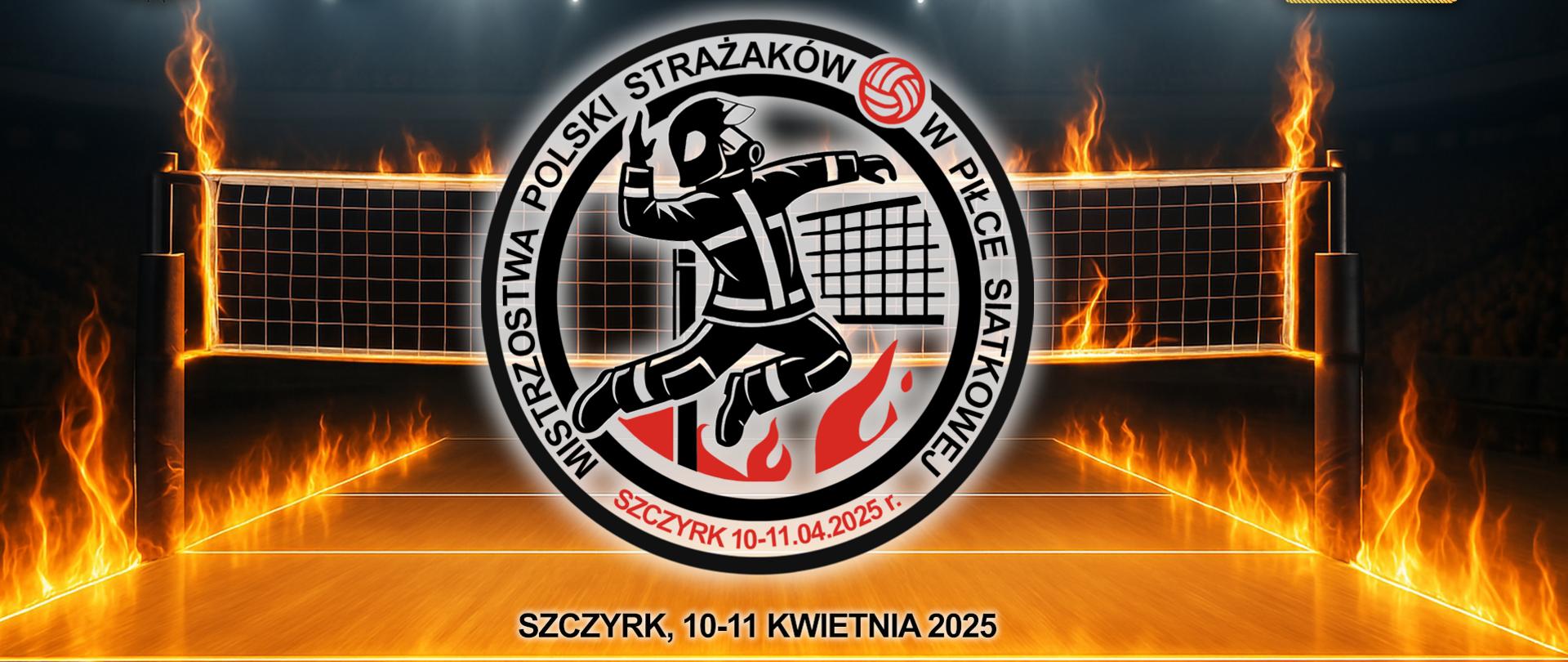 Plakat promuje 40. Mistrzostwa Polski Strażaków PSP w Piłce Siatkowej, które odbędą się w Szczyrku, w dniach 10–11 kwietnia 2025 roku. Całość utrzymana jest w dynamicznej, ognistej stylistyce, nawiązującej do zawodu strażaka. Głównym motywem graficznym jest siatkówka i ogień. Na środku widnieje siatkarskie boisko w hali sportowej, otoczone płomieniami – linie boiska oraz siatka dosłownie płoną. Na środku plakatu znajduje się duże logo mistrzostw: W środku postać strażaka w pełnym umundurowaniu, wykonującego atak siatkarski (zbicie). Obok siatka do siatkówki i piłka. W tle płomienie. Wokół okrągły napis: „Mistrzostwa Polski Strażaków w Piłce Siatkowej”, a na dole napis: „Szczyrk 10-11.04.2025 r. 