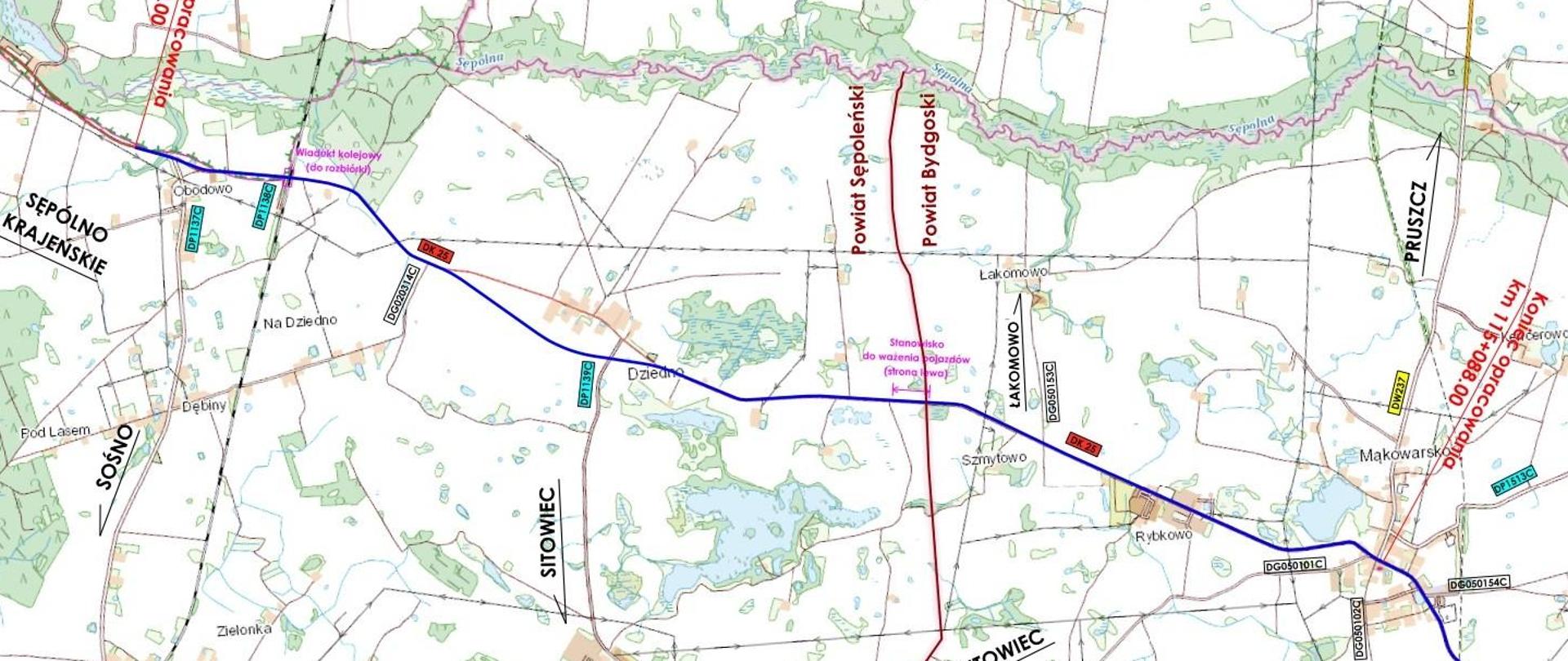 DK25 Obodowo - Mąkowarsko - plan orientacyjny