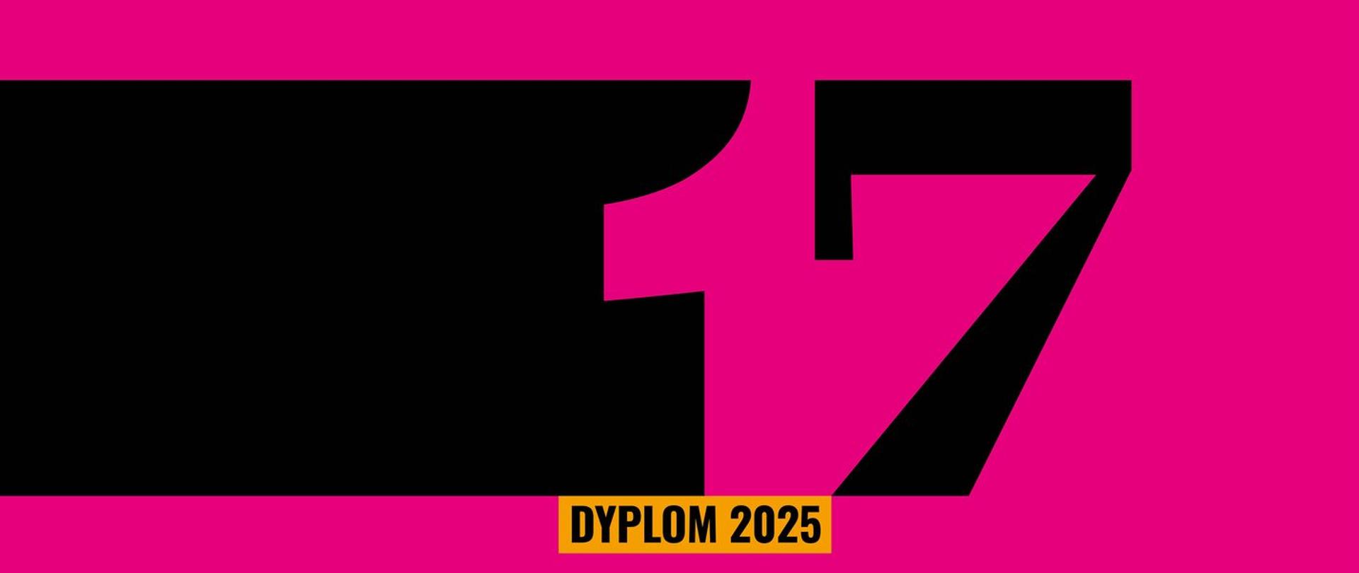 Plakat z czarnymi literami na różowym tle