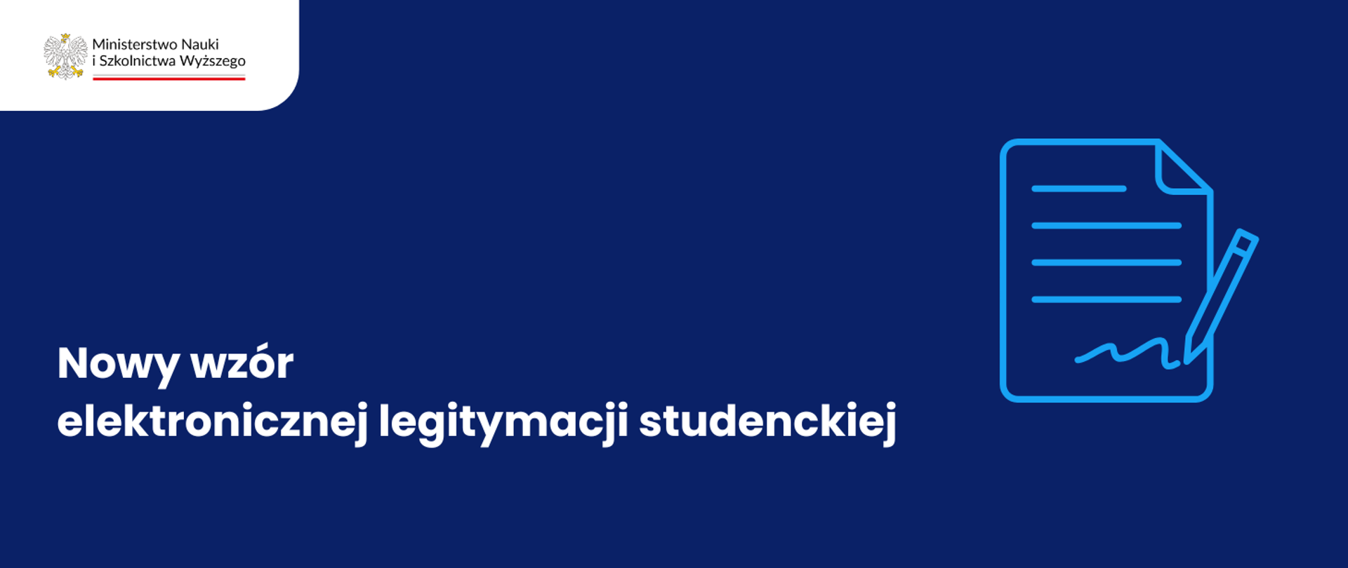 Grafika - na niebieskim tle napis Nowy wzór elektronicznej legitymacji studenckiej.