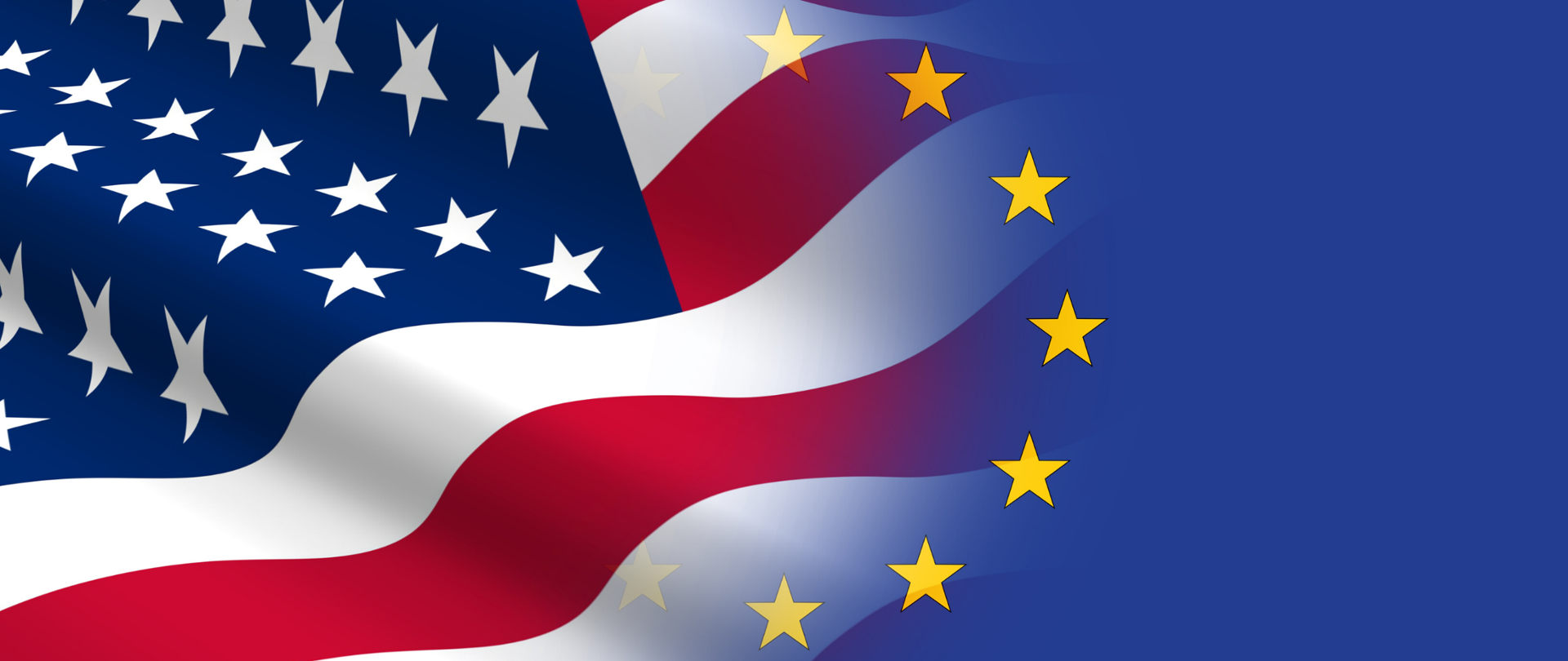 Flagi USA i UE.