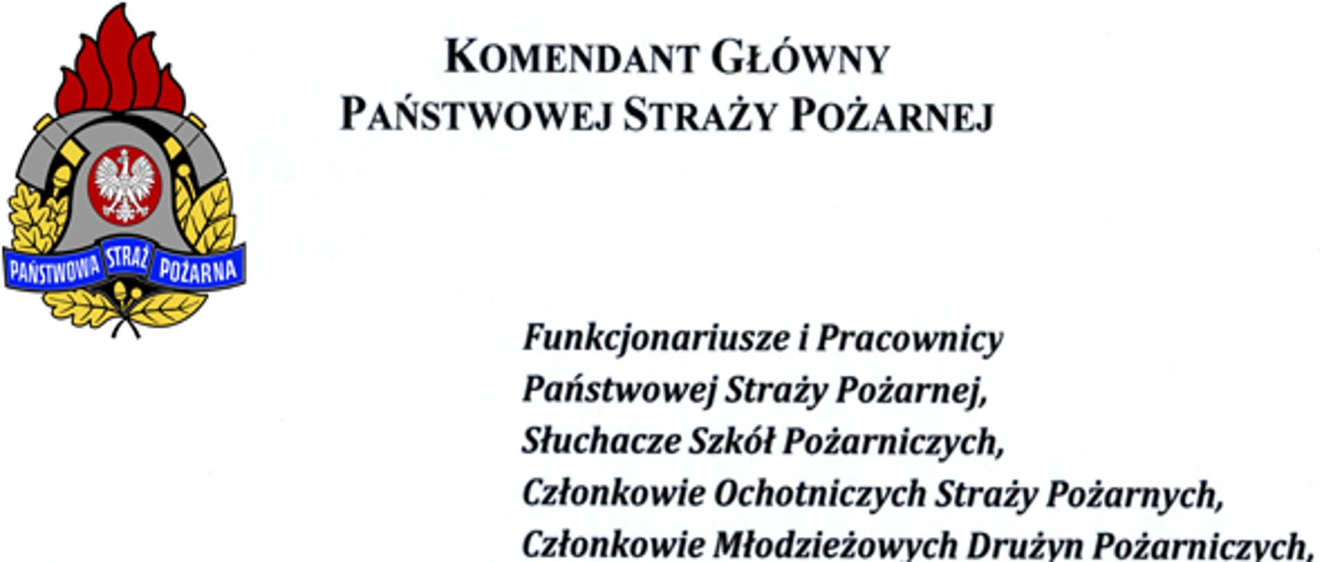 Zdjęcie przedstawia życzenia Komendanta Głównego PSP 