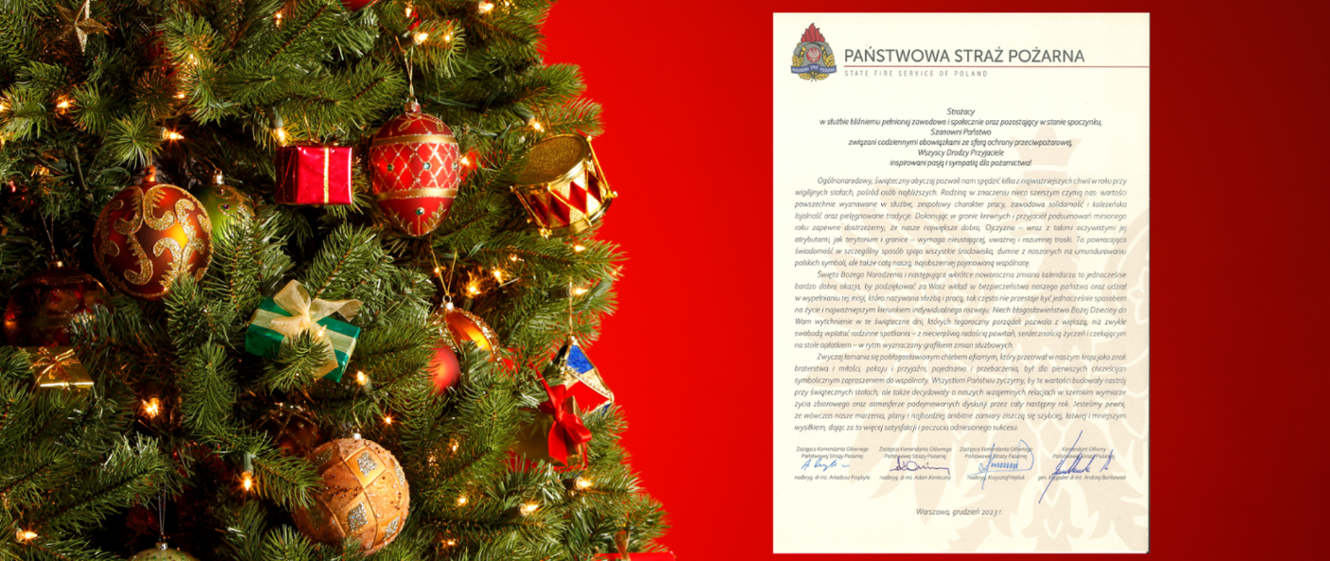Świąteczne życzenia Kierownictwa Komendy Głównej PSP
