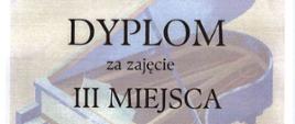 białe tło, czerwone akcenty, zdjęcia patronów I Ogólnopolski Konkurs Pianistyczny Olecko, 10-11 kwietnia 2025 r., dyplom za zajęcie III miejsca, Jan Skowyra, PSM I st. im. E. Młynarskiego w Augustowie
