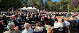 View on the audience of the celebrations and main monument at Polish War Cemetery in Lommel 