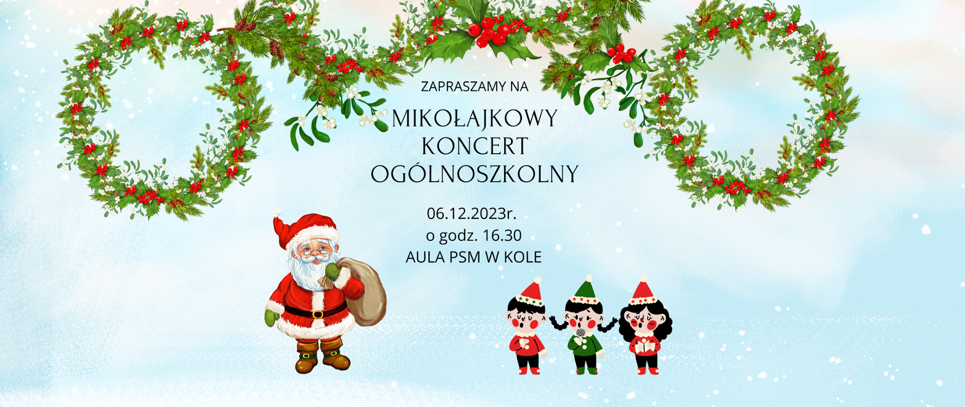zaproszenie na Koncert Mikołajkowy w świątecznej oprawie