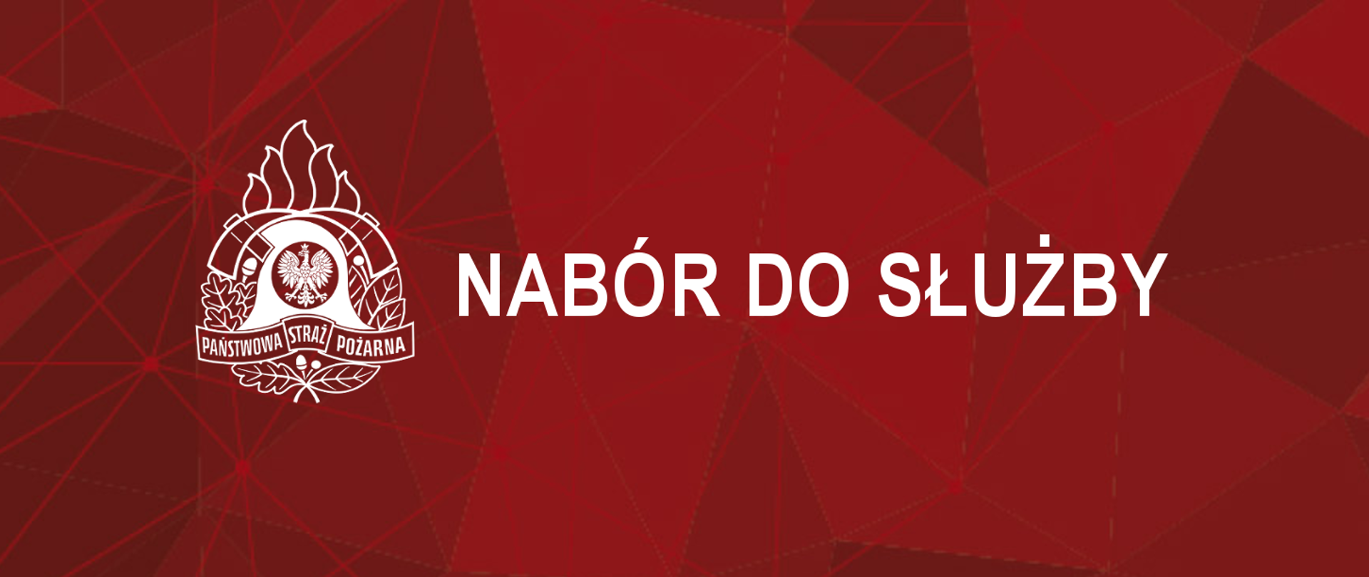 Baner. Na czerwonym tle biały napis "NABÓR DO SŁUŻBY". Po lewej stronie logo PSP koloru białego.