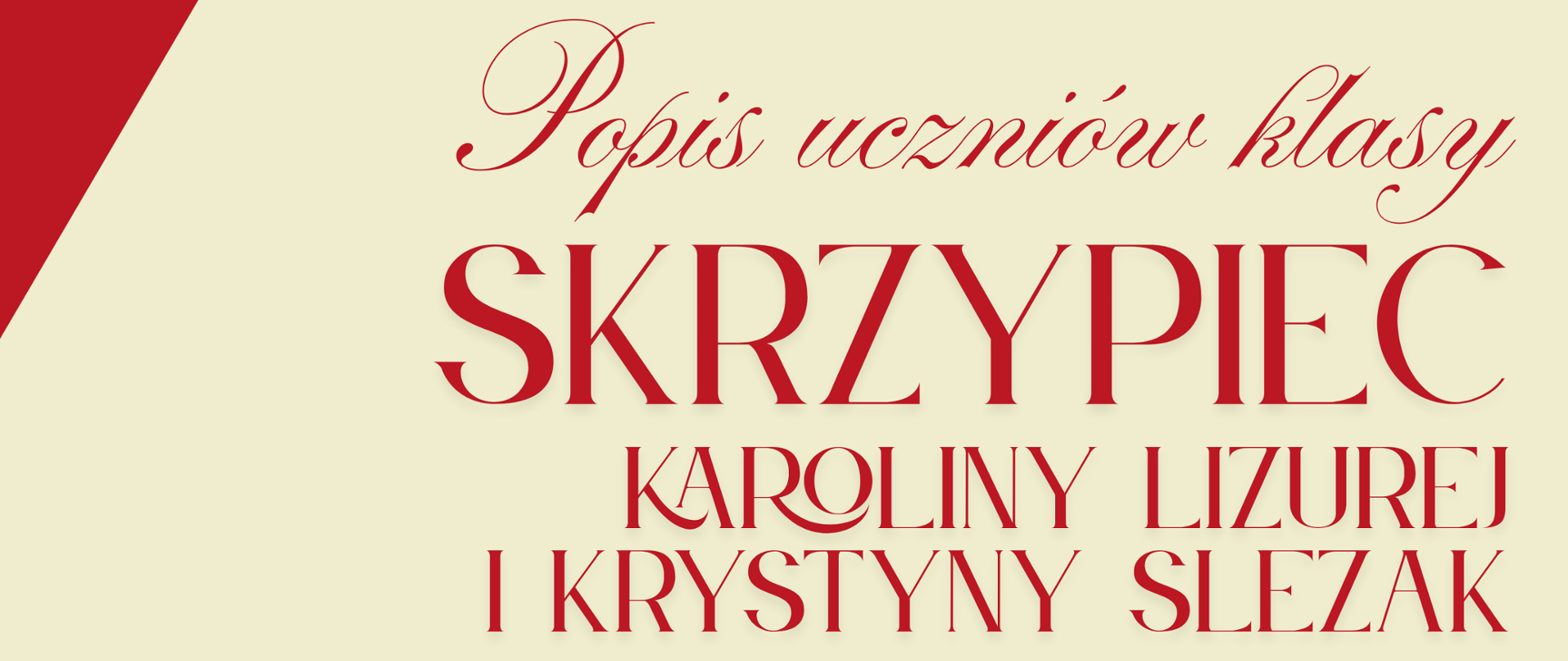 Plakat zapowiadający popis uczniów klasy skrzypiec w Państwowej Szkole Muzycznej I stopnia im. Fryderyka Chopina w Kłodzku, który odbędzie się 11 maja 2026 r. o godz. 16:30.