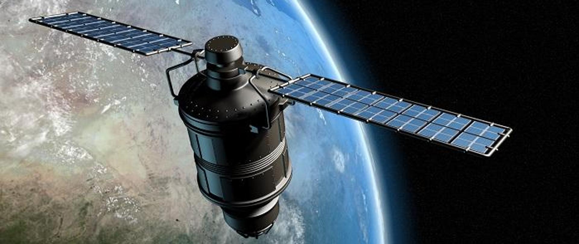 Zdjęcie sztucznego satelity na tle Ziemi