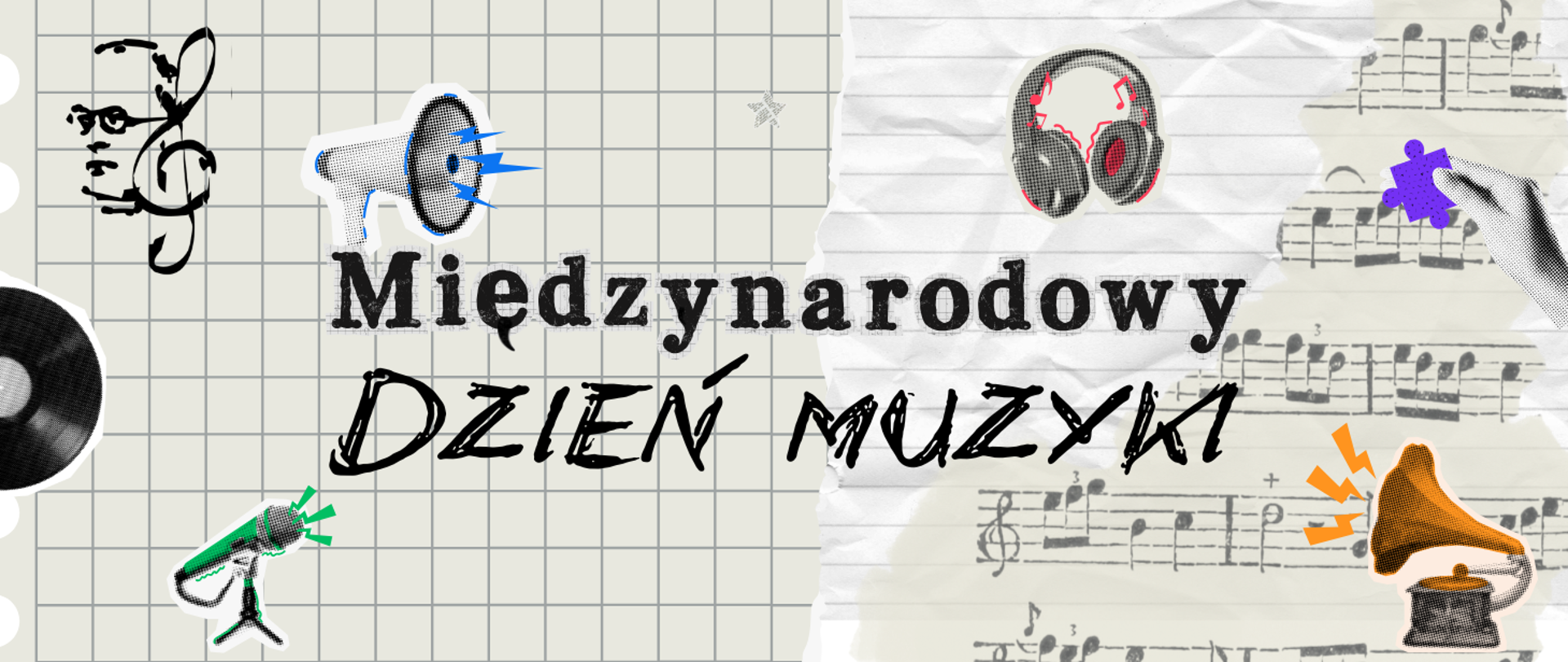 Baner informacyjny: Międzynarodowy Dzień Muzyki.