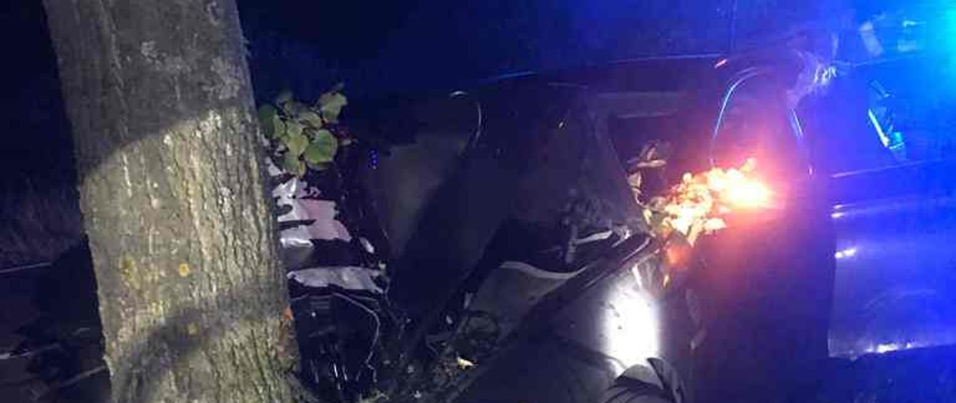 Samochód osobowy uderzył w drzewo