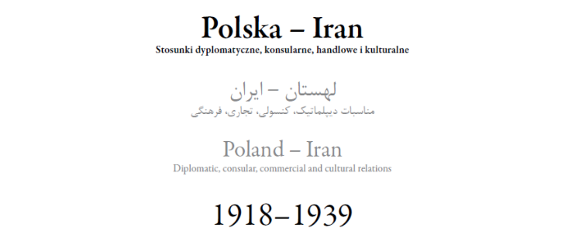 Polska - Iran. Stosunki dyplomatyczne, konsularne, handlowe, kulturalne 1918-1939 