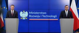 Konferencja prasowa ministra rozwoju i technologii Krzysztofa Paszyka oraz wiceministra rolnictwa i rozwoju wsi Stefana Krajewskiego