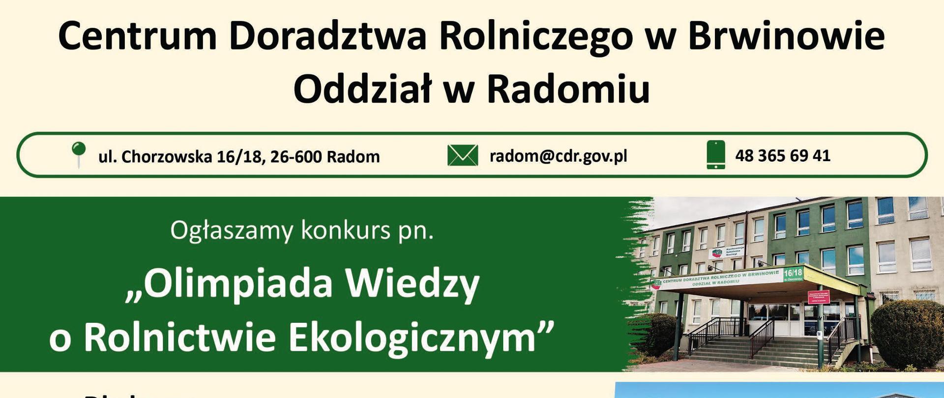 Etap szkolny Ogólnopolskiej Olimpiady Wiedzy o Rolnictwie Ekologicznym