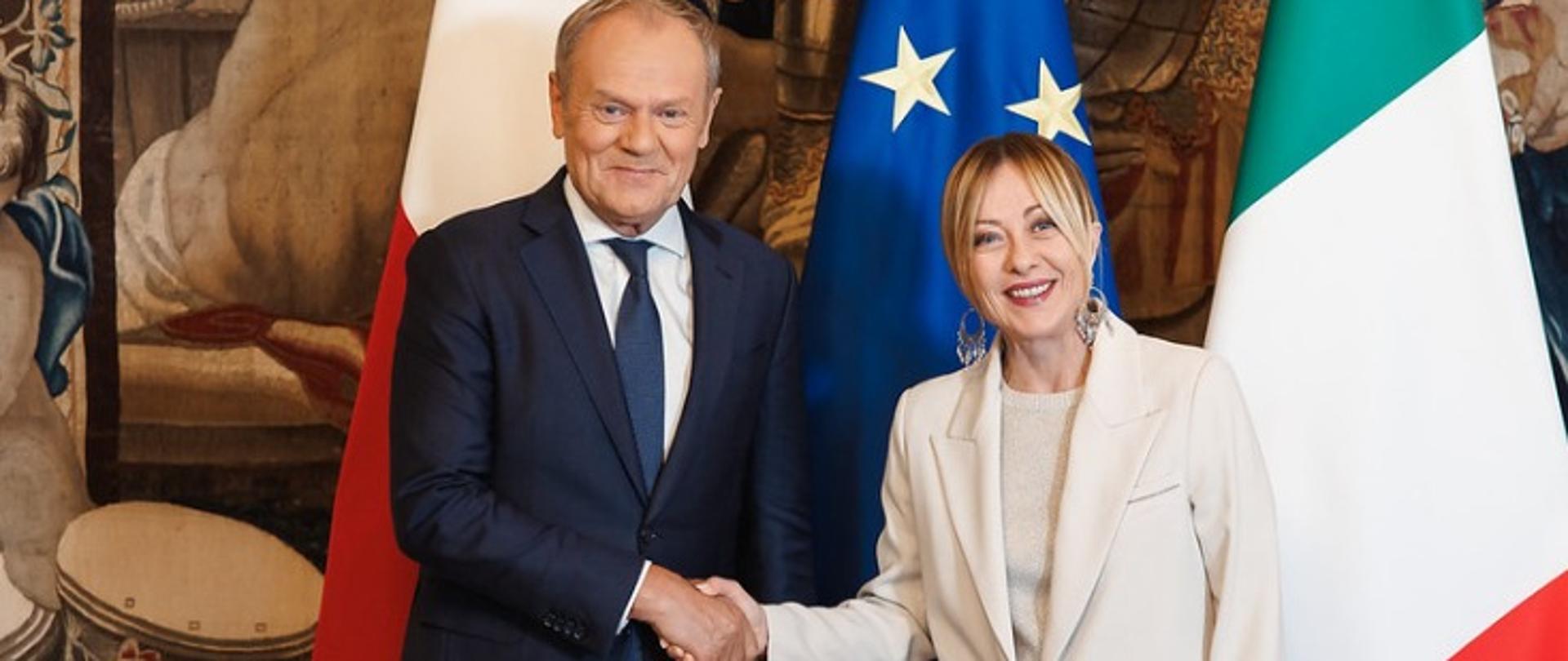 Premier Donald Tusk spotkał się w Rzymie z szefową włoskiego rządu Giorgią Meloni